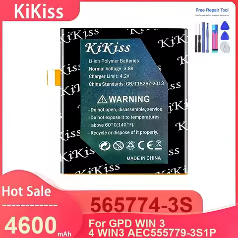 KiKiss Laptop Battery For GPD WIN 3 4 AEC555779-3S1P ,565774-3S 4600mAh Batteries