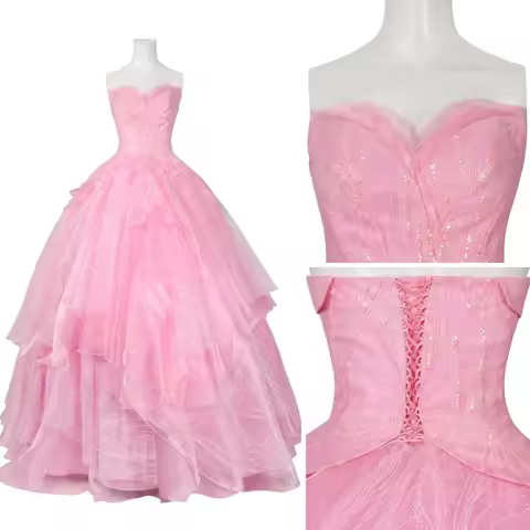 Wicked Cosplay Glynda Cosplay Costume Woman Pink Ball Dress Christmas New Year Fancy Dress Custom Si