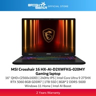 MSI Crosshair 16 HX AI D2XWFKG 020 (16" QHD+ IPS 240Hz/U9-275HX/16GB DDR5/1TB SSD/RTX5060/Win11/2Y)