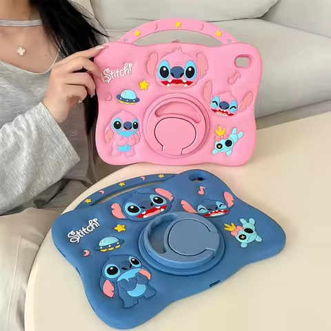 For IPad 10 9 8 7th Generation Air 2 3 4 5 6 7 10.9 Pro A16 11inch Child Case3D Cartoon Stitch Silic