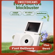 Digital Camera 48MP Portable CCD Camera 180 Flip Screen Vlogging Camera (White)