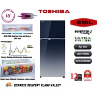 [DELIVERY KLANG VALLEY ONLY] TOSHIBA 2 DOOR FRIDGE 610L GR-AG58MA (GG)