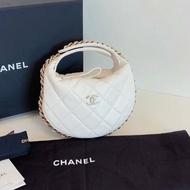 閒置新 Chanel香奈兒 Pouch白金呼啦圈月牙包