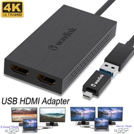 Wavlink Usb 3.0 To Dual Hdmi Monitor Adapter Universal Usb-C Hub Adaptor Max 4k (3840x2160) Display Output Usb A /Type C Input And Dual Hdmi Ports Output Supports Windows 7/8/8.1/10 M1/M2 Mac Os 10.10x Or Above Chrome.