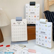 JENNIFERDZ Cartoon Desk Planner, Paper Cartoon 2026 Desk Calendar, Paper Daily Check-in Plan Page Fl