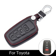 4 Buttons Leather Car Key Case Smart Keyless Fob Cover Accessories For Toyota Prado Chr C-hr Camry 2019 Keychain Bag