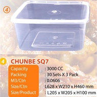 CHUNBE CB WARE SQ7 (3 X 30set)(90set) SQ 7 Square Microwave Container With Lid / PP Disposable Conta