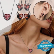 Retro Fashion Design Sense Exaggerated Punk Style Personality Heart Love Dangling Dark Claw Red G9w8