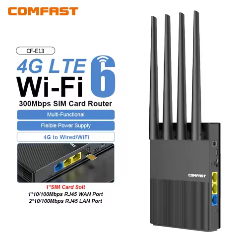 comfast WiFi6 4G LTE Cat.4 SlM Card wireless Router 300Mbps 2.4G 4 Antennas PlugPlay Outdoor Portabl