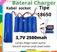 Baterai Cas Rechargeable 18650 3,7V 2500mAh kabel Jack Baterai Charge Isi Ulang Magic Lamp Mainan An