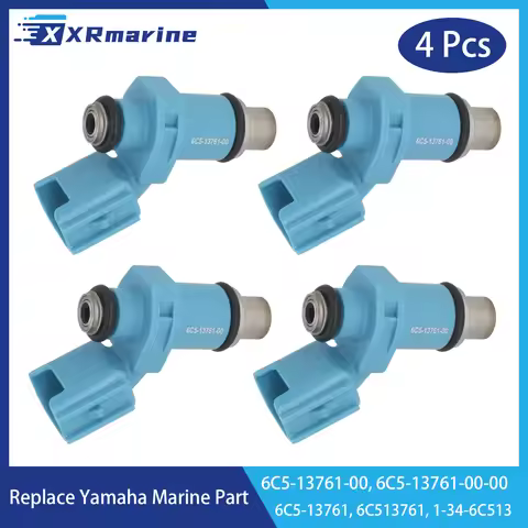 4 Pcs Fuel Injectors 10 Holes 6C5-13761-00 for Yamaha 2 4 Stroke FT F T 40 50 60 70 HP Outboard Engi