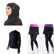 paket baju baselayer hijab sport legging rok wanita olahraga