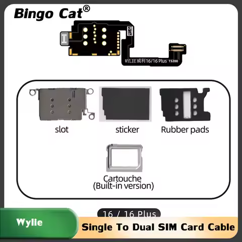 WYLIE Built In US Version Single To Dual SIM Card Cable For iPhone 16 16Pro Plus Pro Max US Version 