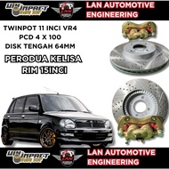 [ FRONT ONLY ] PERODUA KELISA TWINPOT VR4 11 INCI UPGRADED RIM 15 [JJ 6.5] PNP ONLY EASY INSTALL