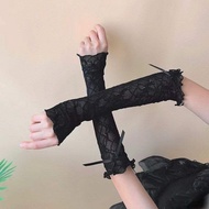 EELHOE | Harajuku Y2K Fingerless Lace Gloves Ruffle Mesh Kawaii Lolita Mitten for Women Cosplay Date
