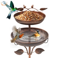 Standing Garden Bird Bath for Outside Double Layer Bird Bath Feeder Bowl for Garden SHOPSKC3144