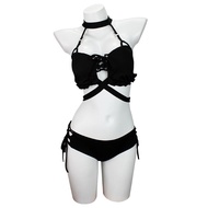 ชุดว่ายน้ำคอสเพลย์สีดำ Death Note Cosplay พร้อมสายรัดสำหรับผู้หญิง ชุดว่ายน้ำผู้หญิง เสื้อผ้าสำหรับง