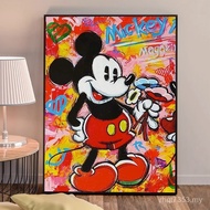 Mickey Mouse Decorative Painting Style Western Graffiti Mickey Oil Painting Bedroom Entrance Depop T