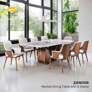 [DUDUK SENANG] ZANDER Ashwood Marble Dining Set with 8 Seater / Set Meja makan Kayu Ashwood Marble