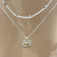 26 High Version Chanel 2 Love Heart Diamond Necklace Double C Letter 5 Flower Necklace Combination S