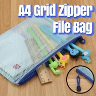 Bundle- A4/A5/B5/B6 Transparent Zipper File Bag–Waterproof Document Organizer, Grid Storage Pouch
