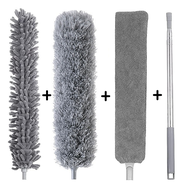 Fypo High Ceiling Duster 2m Extension Pole Microfiber Brush for Roof Cobweb Ceiling Fan Curved Dust