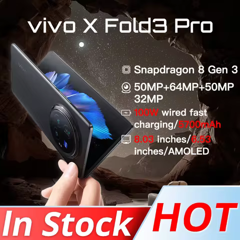 Original Vivo X Fold 3 Pro Mobile Phone Snapdragon 8 Gen 3 Face ID 8.03" AMOLED Folded Screen 100W C