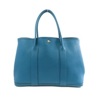 HERMES Negonda皮革 Garden Party PM銀扣手挽袋藍色