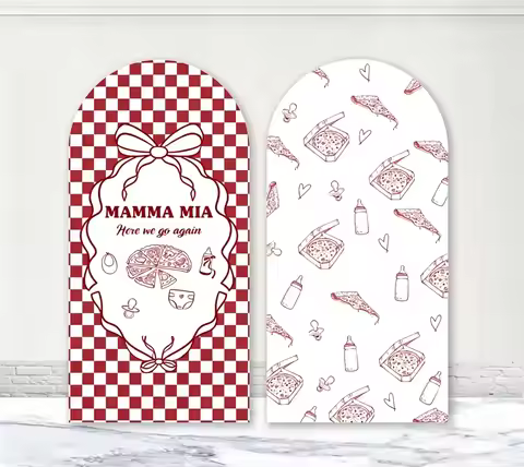 Custom Double-Sided Mamma Mia Here We Go Again Baby Shower Arch Backdrop Cover Red Square Birthday P