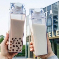 1pc Square Milk Cup, 500ml Or 1000ml Capacity, Minimalist Transparent Design, Made Of Thick Plastic,