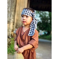 Boy's farmer's three-piece set with scarf.