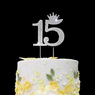 15 Cake Topper, Happy 15th Birthday Cake Topper 15 Wedding Decoration 15th Anniversary Cake Topper D