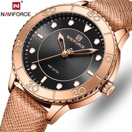 NAVIFORCE Ladies Watch Top Brand Simple 3 Pin Luminous Classic Leather Strap Luxury Waterproof Clock Quartz Elegant Ladies Watch