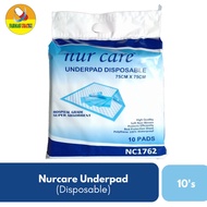 Nurcare Underpad Disposable (75cm x 75cm ) 10's