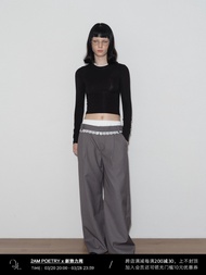 กางเกงขายาวทรงหลวมสบาย ๆ ผ้าผสมคอตตอนสไตล์ลำลองปักลายผ้าชีฟอง ทรงตรง 2AM POETRY กางเกงขายาวทรงตรง