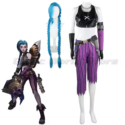 Anime LOL Arcane Jinx Cosplay Costume Game Arcan Women Jinx Outfits for Halloween Party Comic Con Ji