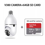 กล้องวงจรปิด V380 PRO กล้องจิ๋วแอบดู กล้องวงจรปิด wifi ไร้สาย หลอดไฟเลนส์คู่กล้องวงจรปิดไม่จำเป็นต้อ