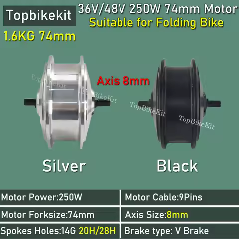High Speed Motor Suitable for 74mm Folding Bike Electric Bike Motor TBK-74AD 36V 250W 48V 250W Front