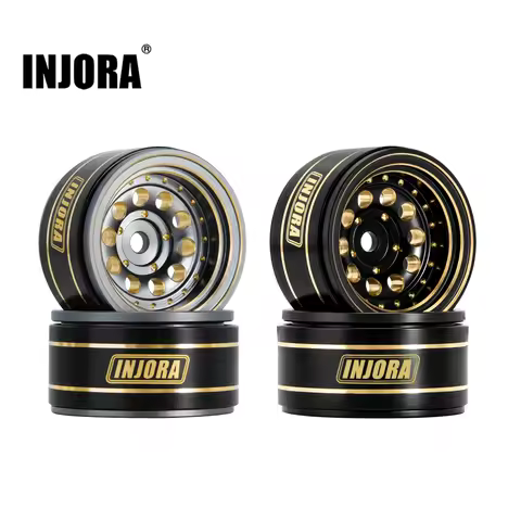 INJORA 39g Black Coating Brass 1.0" Beadlock Wheel Rims for 1/24 1/18 RC Crawler Car Axial SCX24 AX2