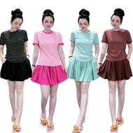 Set Shorts flared pleated home wear, ribbed elastic, heavy, suitable for all activities 45-75kg - TK