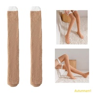 Autumnan1 Striped Thigh  Socks Slipper Socks Winter Warm Over The Knee Fuzzy Socks