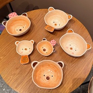 Cartoon Bear Salad Bowl Yogurt Bowl Creative Ceramic Bowl Fruit Bowl Dessert Bowl Handle Bowl Childr