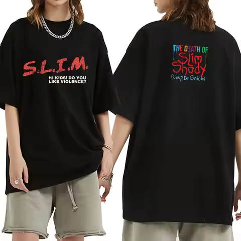 Rapper Eminem The Death of Slim Shady Album T-shirt Men Women Fashion Hip Hop T Shirts 100% Cotton C