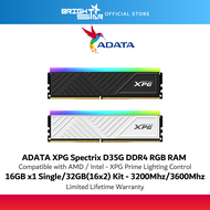 ADATA XPG Spectrix D35G DDR4 RGB (16GB (16X1)/32GB(16X2) 3200Mhz/3600Mhz - Black / White