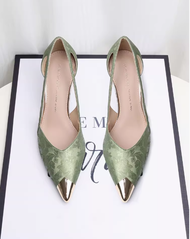 Giày Cao Gót Đế Vuông Màu Trắng Da Lộn Thanh Lịch Mùa Xuân 2025 Cho Nữ Giày Cao Gót Quai Mỏng Gợi Cả