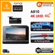 [Authorized SG Dealer] 70mai A810 4K Dash Cam Front and Rear Dual Vision Remote Live View GPS 4G