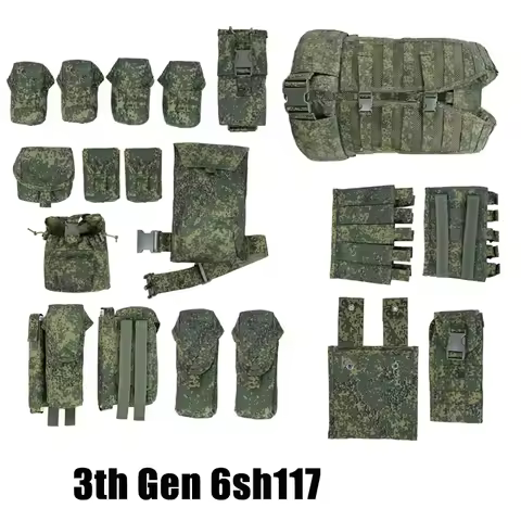 Replic Russian 6sh117 Gen3 Tactical Combat Vest Suit EMR Tactical Training Vest MOLLE Pouch Full Set