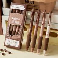 4pcs Cute Coffee Neutral Pens for School Writing Kawaii Office Supplies Children's Stationery