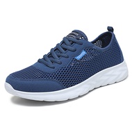 PLOVER Mens Shoes Summer Thin Mesh Sneakers Fashionable Breathable Mesh Shoes Broken Yard Leak Runni