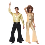 Vintage Rock Disco lovers Singer Costumes Women Halloween 70s 80s Hippie Cosplay Costume Stage Performance golden